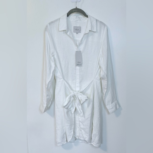RAILS Nadia White Linen Tie-Front Button Down Mini Dress NWT - Medium - Picture 10 of 10